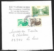 Bande De Revue Affranchie 0,20 Et 0,40 Liberté De Gandon Et 3,00 Domaine De Sceaux Tàd 83 Cavalaire 29.1.2003 - Postal Rates