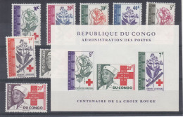 Croix Rouge - République Du Congo - COB 495 / 502 + LX 499 ** - Fleurs - Valeur 59,25 Euros - - Croix-Rouge