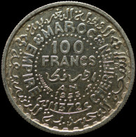 LaZooRo: Morocco 100 Francs 1953 UNC - Silver - Marruecos