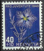 Schweiz Suisse Pro Juventute 1949: Prachtnelke Zu WI 132 Mi 544 Yv 496 Mit Eck-Stempel ...INGEN -18 (Zumstein CHF 12.00) - Gebraucht