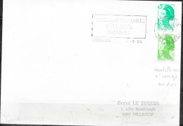 Roulette Sur Lettre 1,60 Liberté Vert Avec N° Rouge Au Dos, Oblitération Mécanique Thouars 8-3-85 - Rollen