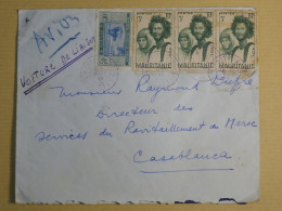 DN9 MAURITANIE  BELLE  LETTRE VOITURE DE LIAISON 1947 FORT DE FRANCE  A CASABLANCA MAROC ++ AFF.  INTERESSANT++ - Storia Postale