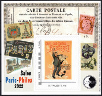 FRANCE BLOC CNEP 2022  YT 89 -  150e Anniversaire De La Carte Postale.- TVP Adhésif -CPA , Cérès, Tour Eiffel .... - CNEP
