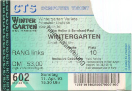 Deutschland - Berlin - Wintergarten Varieté - Andre Heller & Bernhard Paul - Eintrittskarte - Eintrittskarten