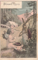 FETES ET VOEUX - Pâques - Un Lapin Et Le Petit Ange - Colorisé - Carte Postale Ancienne - Pascua