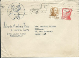 ESPAGNE LETTRE ILLUSTREE 75c BARCELONE POUR PARIS ( FRANCE ) DE 1949  LETTRE COVER - Lettres & Documents