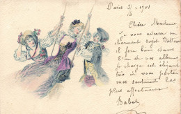 ILLUSTRATEUR - Des Jeunes Femmes Jouant à La Balançoire - Colorisé - Carte Postale Ancienne - Zonder Classificatie