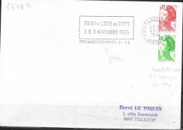 Roulette Sur Lettre 1,80 Liberté Vert Avec N° Rouge Au Dos, Oblitération Mécanique Brive La Gaillarde Gare 25-8-86 - Roulettes