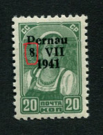 Estonia 1941 Pernau Mi.7 MNH** Type I  Signed 2x - Estland
