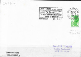 Roulette Sur Lettre 1,90 Liberté Vert Avec N° Rouge Au Dos, Oblitération Mécanique Montereau 25-3-87 - Coil Stamps