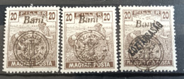 Magyar Kir Posta / Surcharge Regatul Romaniei (3 Timbres Neufs) - Nuevos