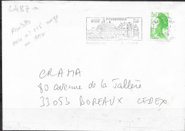 Roulette Sur Lettre 2,00 Liberté Vert Avec N° Rouge Au Dos, Oblitération Mécanique Périgueux RP 5-5-89 - Coil Stamps