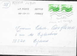 Roulette Sur Lettre Paire Du 2,00 Liberté Vert Avec N° Rouge Au Dos, Oblitération Toshiba 06-10-11 - Roulettes