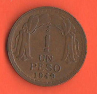 Cile Chile 1 Peso 1949 General Bernardo O'Higgens - Chili