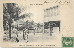 AFRIQUE COTE D IVOIRE.  GRAND BASSAM. LA RESIDENCE ET L HOPITAL. CARTE ECRITE - Ivoorkust