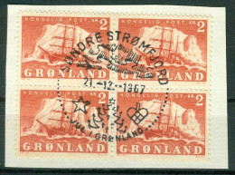 Bm Greenland 1950 MiNr 36 Block Of 4 Used | Polar Ship "Gustav Holm" (Søndre Strømfjord "Jul I Grønland") #5-0206 - Gebraucht