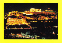 E-Grece-93P2 ATHENES, Vue De Nuit, L'Akropole Illuminée, TBE - Grèce