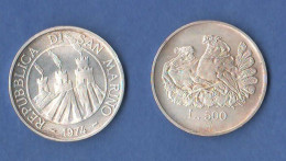 San Marino 500 Lire 1974 Opus Monassi E Minguzzi Silver Coin - Saint-Marin