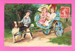 Fant-751A67  Carte Gaufrée, Enfants Dans Une Charrette Tirée Par Un Chien, Cpa BE - Altri & Non Classificati