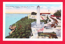 E-Cuba-08A74  HABANA, Bateria Antigua Y Obelisco En La Cabana, Cpa Colorisée - Cuba