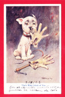 Illust-1943A74  Cravache Et Gants D'écuyère, Un Chien Qui Tient Un Gant Dans La Gueule, Cpa BE - 1900-1949