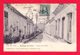 E-Cuba-66A105  Santiago De Cuba, Calle San Felix, Animation, Cpa Précurseur BE - Cuba