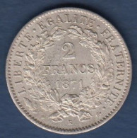 Cérès - 2 Francs 1871 K - 1870-1871 Gouvernement De La Défense Nationale