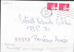 Roulette Sur Lettre Paire Luqurt Sans Valeur Rouge Avec N° Rouge Au Dos, Oblitération Mécanique La Rochelle Gare 5-12 97 - Coil Stamps