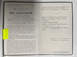 Devotie DP - Overlijden Maria Geerinckx Echtg Daeninck - Sleidinge 1883 - Gent 1951 - Obituary Notices