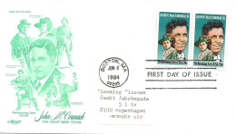 USA 1984 Performing Arts And Artists.,John McCormack (1884-1945), Artist Mi 1699 X 2 FDC - Lettres & Documents