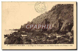CPA Camaret Sur Mer La Plage Du Toulinguet Les Petites Grottes Et La Pointe - Camaret-sur-Mer