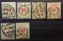 SUISSE SCHWEIZ Taxe Porto Marke 1897 - 1908 , 6 Timbres Yvert No 31 / 34 + 37, 38, Obl TB - Impuesto