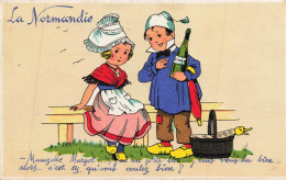 ILLUSTRATEURS _S28271_ La Normandie - Peinte à La Main - Femme Homme Cidre Panier - 1900-1949