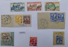 Tunisie Lot Timbre Oblitération Choisies Nabeul Dont Fragment Cachet Bleu  à Voir - Used Stamps