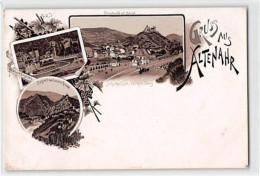 39116904 - Lithographie Altenahr Mit Hotel Zur Engelsley, Bahnhof Und Burg Mit Weissem Kreuz Ungelaufen  Ecken Mit Albu - Bad Neuenahr-Ahrweiler