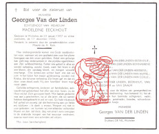 DP Georges Van Der Linden ° Wichelen 1907 † 1959 Eeckhout Bonnaerens Herssens Van Huffel Van Coille Gijseghem Van Swalm - Devotieprenten