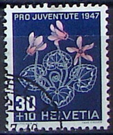 Schweiz Suisse Pro Juventute 1947: Cyclamen Zu WI 124 Mi 491 Yv 448 Mit Stempel BASEL 11 ?.XII.47 (Zumstein CHF 13.00) - Usati