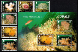 Jersey 2004 - Mi.Nr. 1147 - 1152 + Block 46 - Postfrisch MNH - Tiere Animals Korallen Corals - Meereswelt