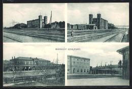 AK Kohlfurt, Bahnhof Von Der Gleisseite, Vier Ansichten  - Schlesien