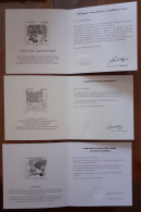 3 Cartons De Vœux Philaposte Avec Gravures Des Timbres Métiers D’art - Documents De La Poste