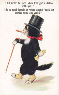 Chat Noir Humanisé * CPA Illustrateur N°5054 * Canne Cigare Tabac Chapeau Hat Mode Chats Black Cat Katze Noirs Humanisés - Cats