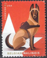 VEREINIGTE STAATEN ETATS UNIS USA 2019 WORKING DOGS: BELGIAN MALINOIS 55C USED SN 5407 MI 5644 YT 5264 SN 6021 - Gebruikt