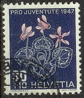 Schweiz Suisse Pro Juventute 1947: Cyclamen Zu WI 124 Mi 491 Yv 448 Mit Eck-Stempel LIEBEFELD (Zumstein CHF 13.00) - Oblitérés