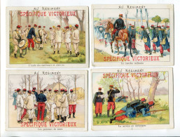 Lot De 4 Images Chromo  Tambours  Marche  Service Pommes De Terre  Spécifique Victorieux Au Régiment - Autres & Non Classés