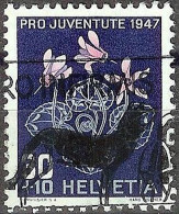 Schweiz Suisse 1947: Cyclamen Zu WI 124 Mi 491 Yv 448 Mit Flaggen-Stempel HUND CHIEN DOG (Zumstein CHF 13.00) - Honden