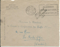 FRANCE LETTRE MARQUE FRANCHISE  MINISTERE DES FINANCES PARIS POUR LA ROCHE SUR YON ( VENDEE ) DE 1949 LETTRE COVER - Lettres Civiles En Franchise