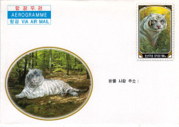 Ganzsache Aerogramm Nordkorea Ungebraucht Tiger Albino - Big Cats (cats Of Prey)