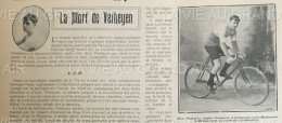 1902 MONTEREAU - LA MORT DE VERHEYEN CYCLISTE ALLEMAND - LA VIE AU GRAND AIR - 1900 - 1949