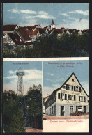 AK Büchenbronn / Pforzheim, Ortsansicht, Aussichtsturm, Gasthaus Zum Schwarzen Adler, Inh. Chr. Mönch  - Pforzheim