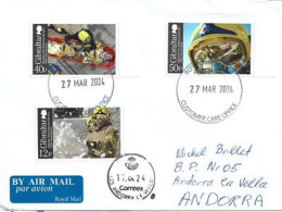 Gibraltar Fire & Rescue Service,  Letter 2024  To Andorra, With Arrival Postmarks, Both Side Of The Letter - Gibraltar